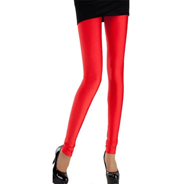 Solid Colour Shiny Women's Leggings