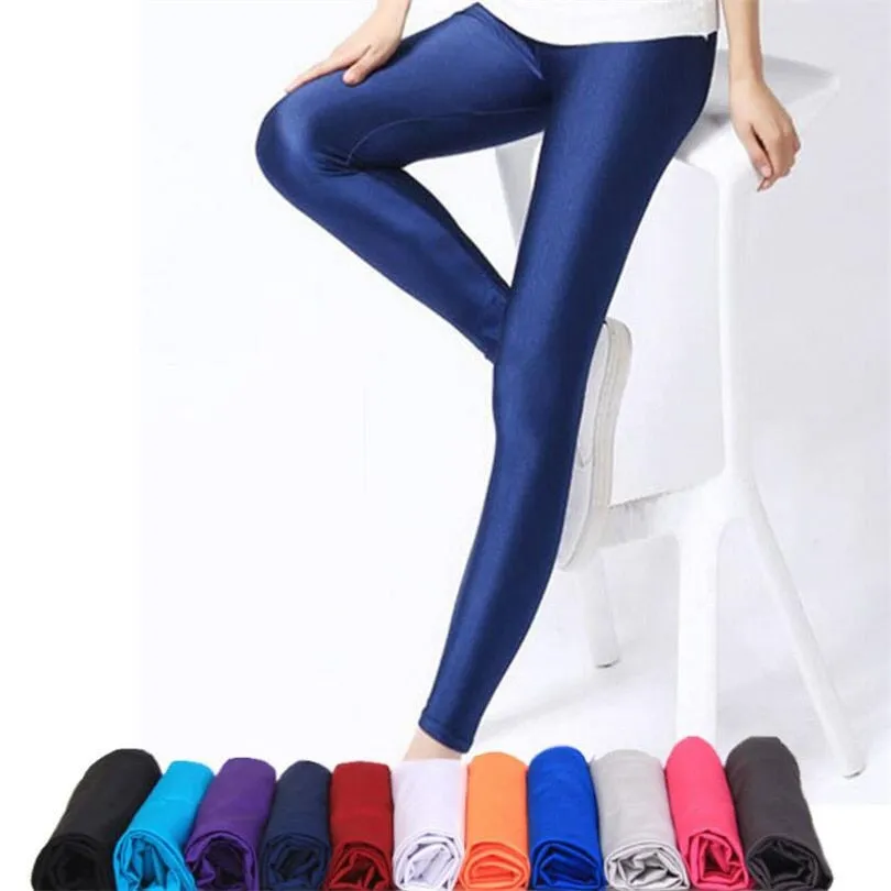 Solid Colour Shiny Women's Leggings