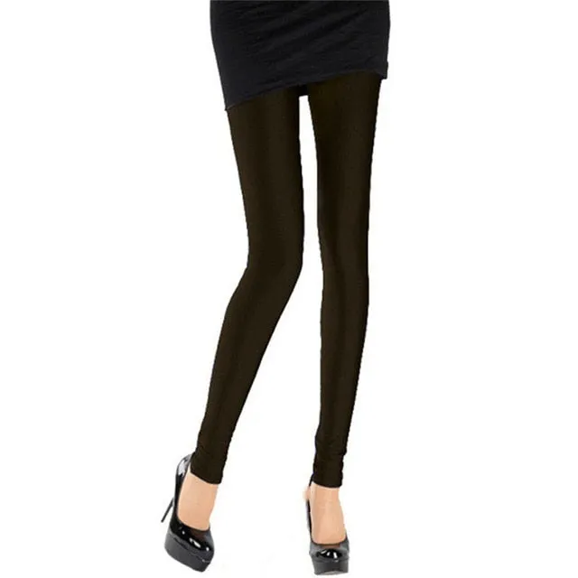 Solid Colour Shiny Women's Leggings