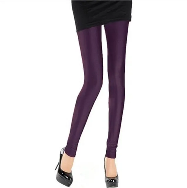 Solid Colour Shiny Women's Leggings