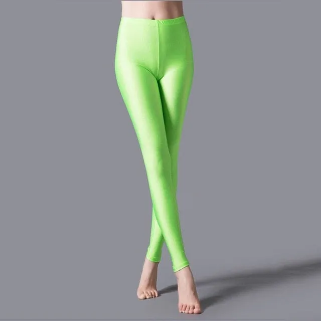 Solid Colour Shiny Women's Leggings