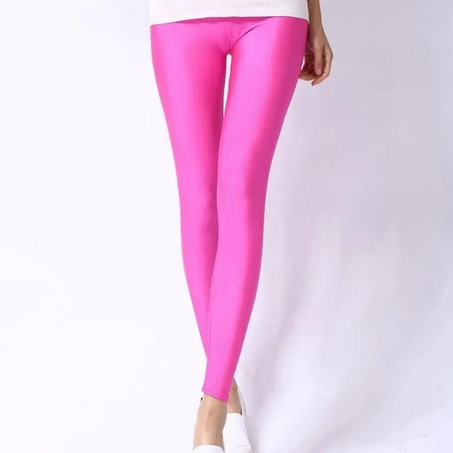 Solid Colour Shiny Women's Leggings