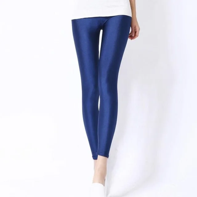 Solid Colour Shiny Women's Leggings