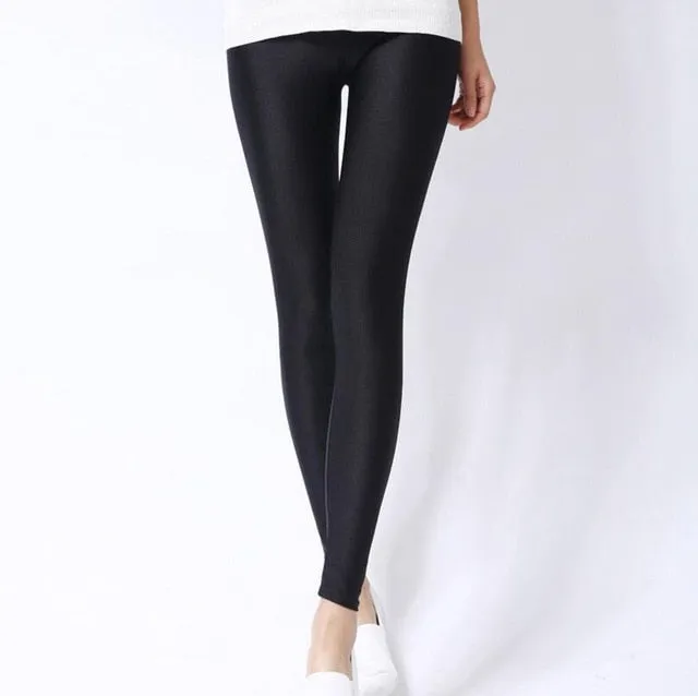 Solid Colour Shiny Women's Leggings