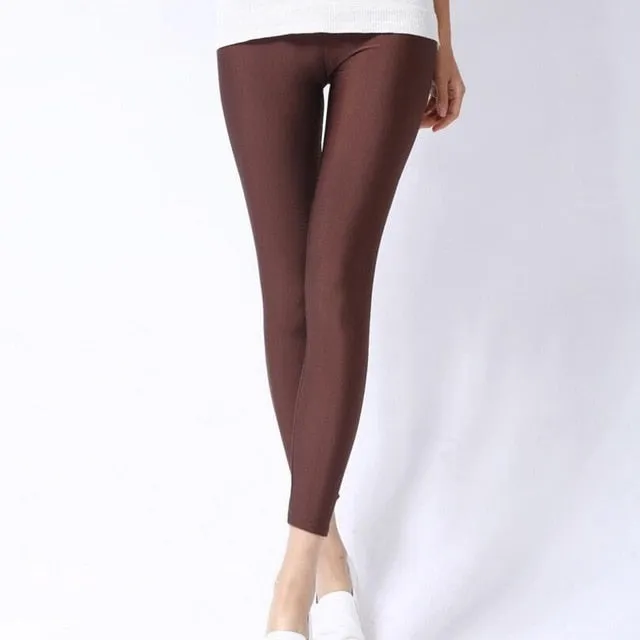 Solid Colour Shiny Women's Leggings