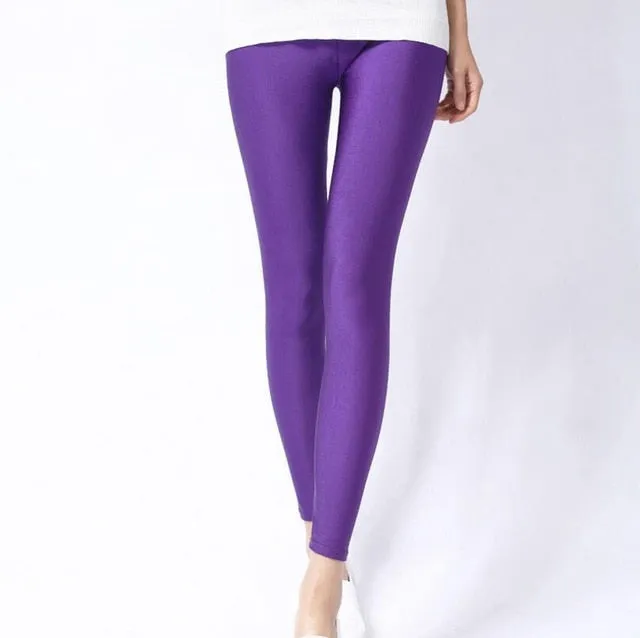 Solid Colour Shiny Women's Leggings