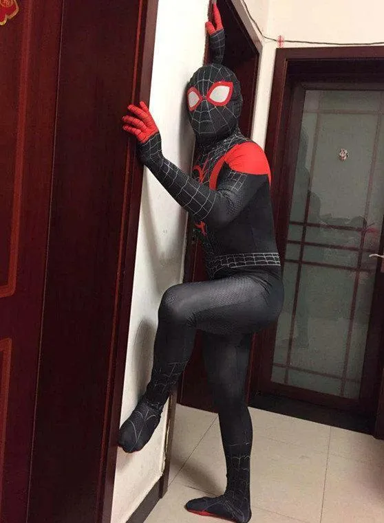 Spider man Into The Spider-Verse Bodysuit Miles Morales Costume Adult Kids