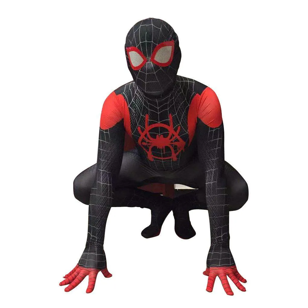 Spider man Into The Spider-Verse Bodysuit Miles Morales Costume Adult Kids