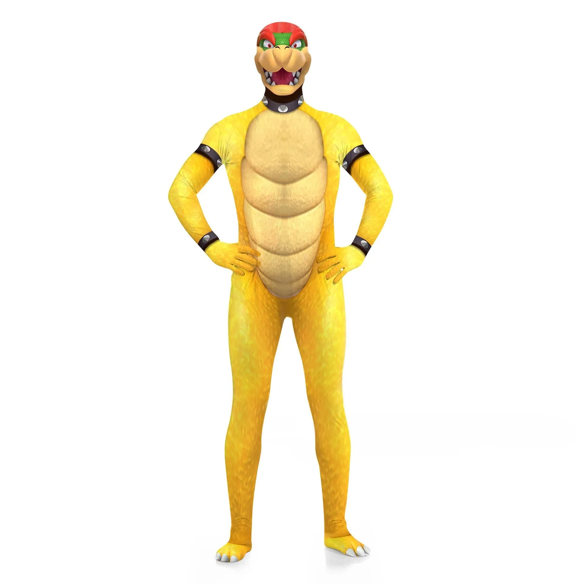 Super Mario Bros King Bowser Yoshi Maske Costume Jumpsuit Adult Kids Zentai Bodysuit