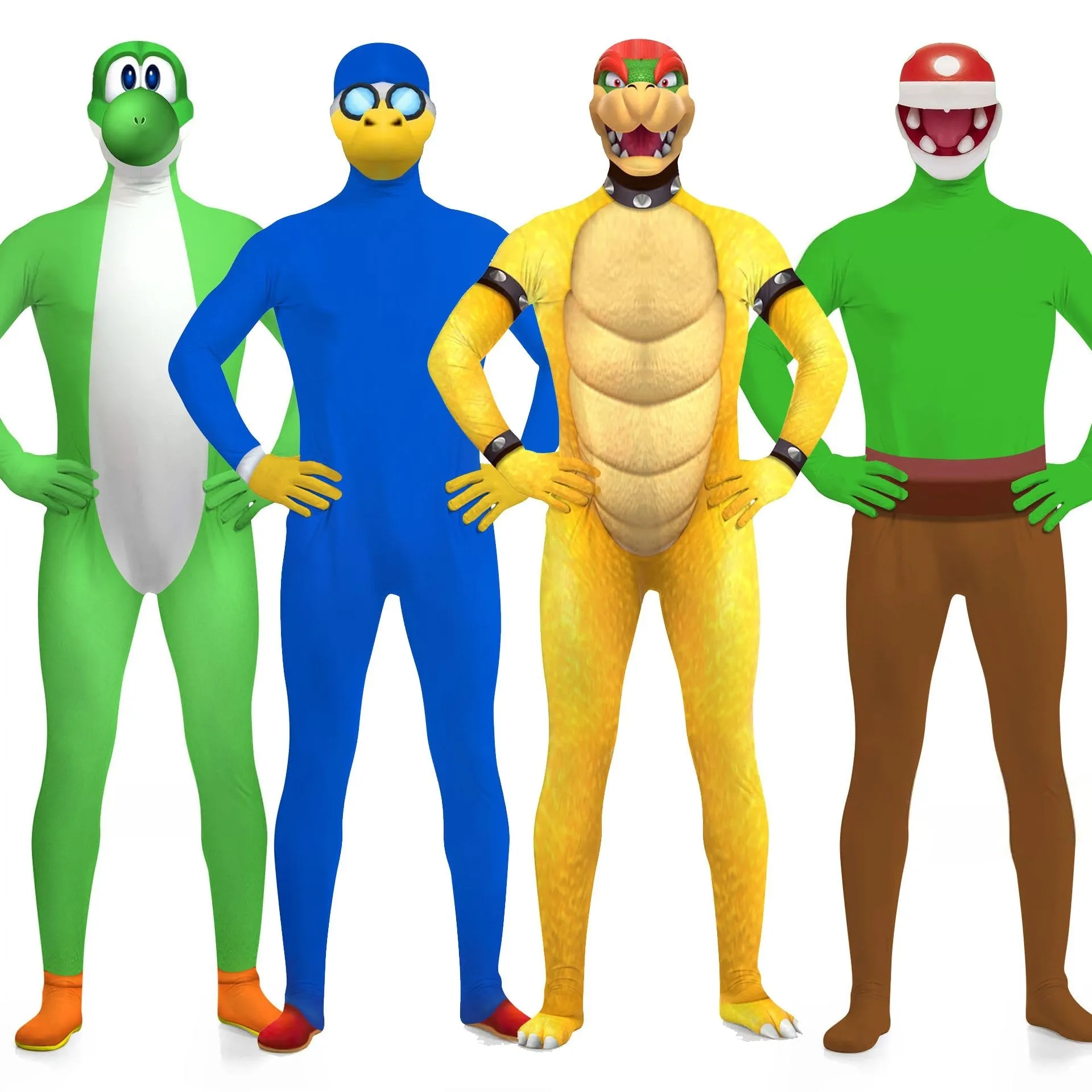 Super Mario Bros King Bowser Yoshi Maske Costume Jumpsuit Adult Kids Zentai Bodysuit