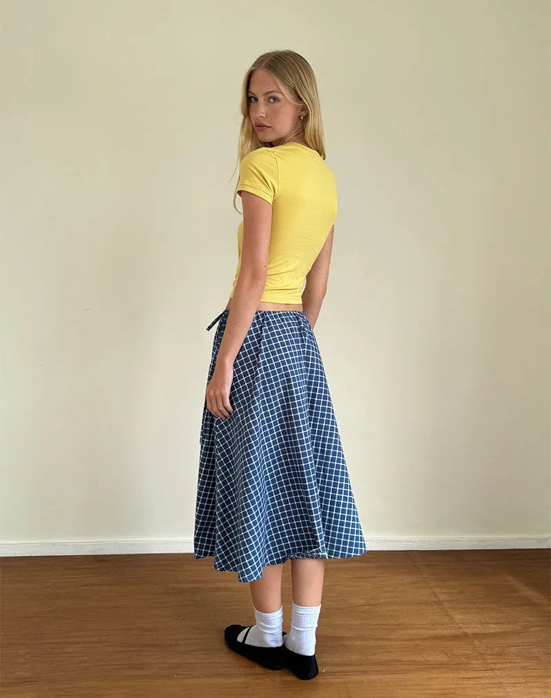 Takara Midi Skirt in Navy Tartan Poplin