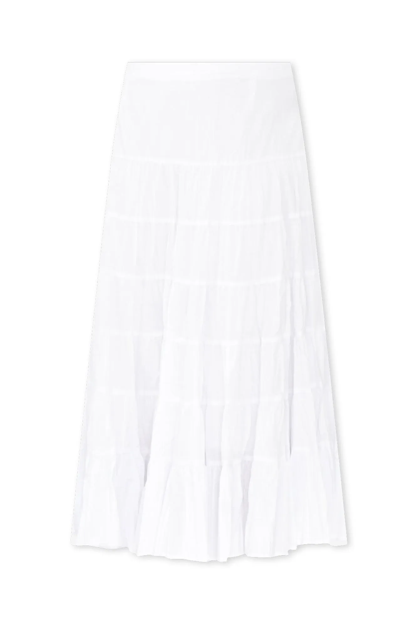 Taurus White Cotton Tiered Skirt