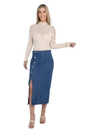 TEEK - Blue Midi Denim Skirt