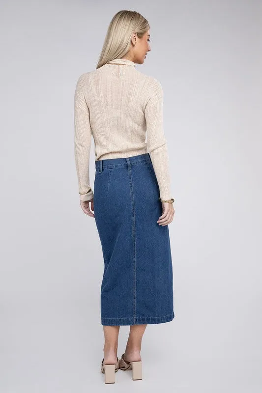 TEEK - Blue Midi Denim Skirt