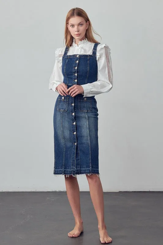 TEEK - SUSPENDERS DARK DENIM SKIRT OVERALLS