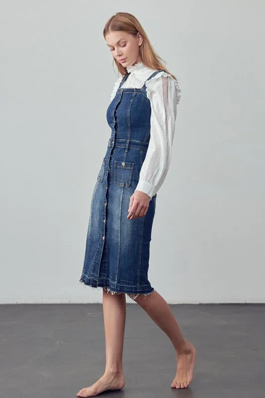 TEEK - SUSPENDERS DARK DENIM SKIRT OVERALLS