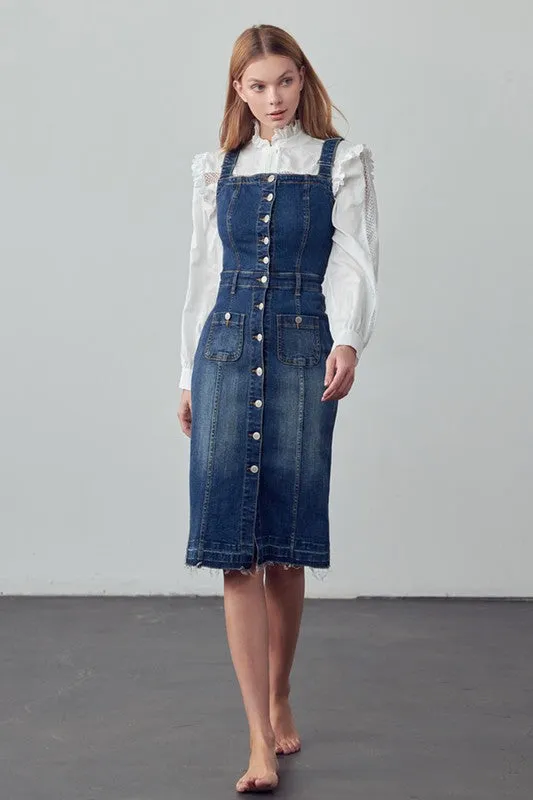 TEEK - SUSPENDERS DARK DENIM SKIRT OVERALLS