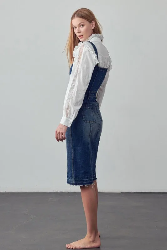 TEEK - SUSPENDERS DARK DENIM SKIRT OVERALLS