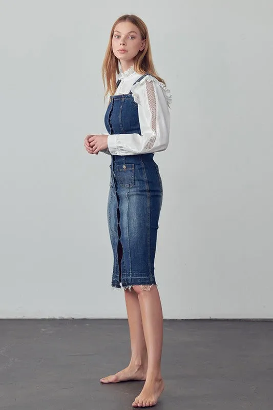 TEEK - SUSPENDERS DARK DENIM SKIRT OVERALLS