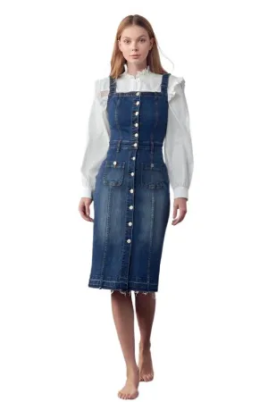 TEEK - SUSPENDERS DARK DENIM SKIRT OVERALLS