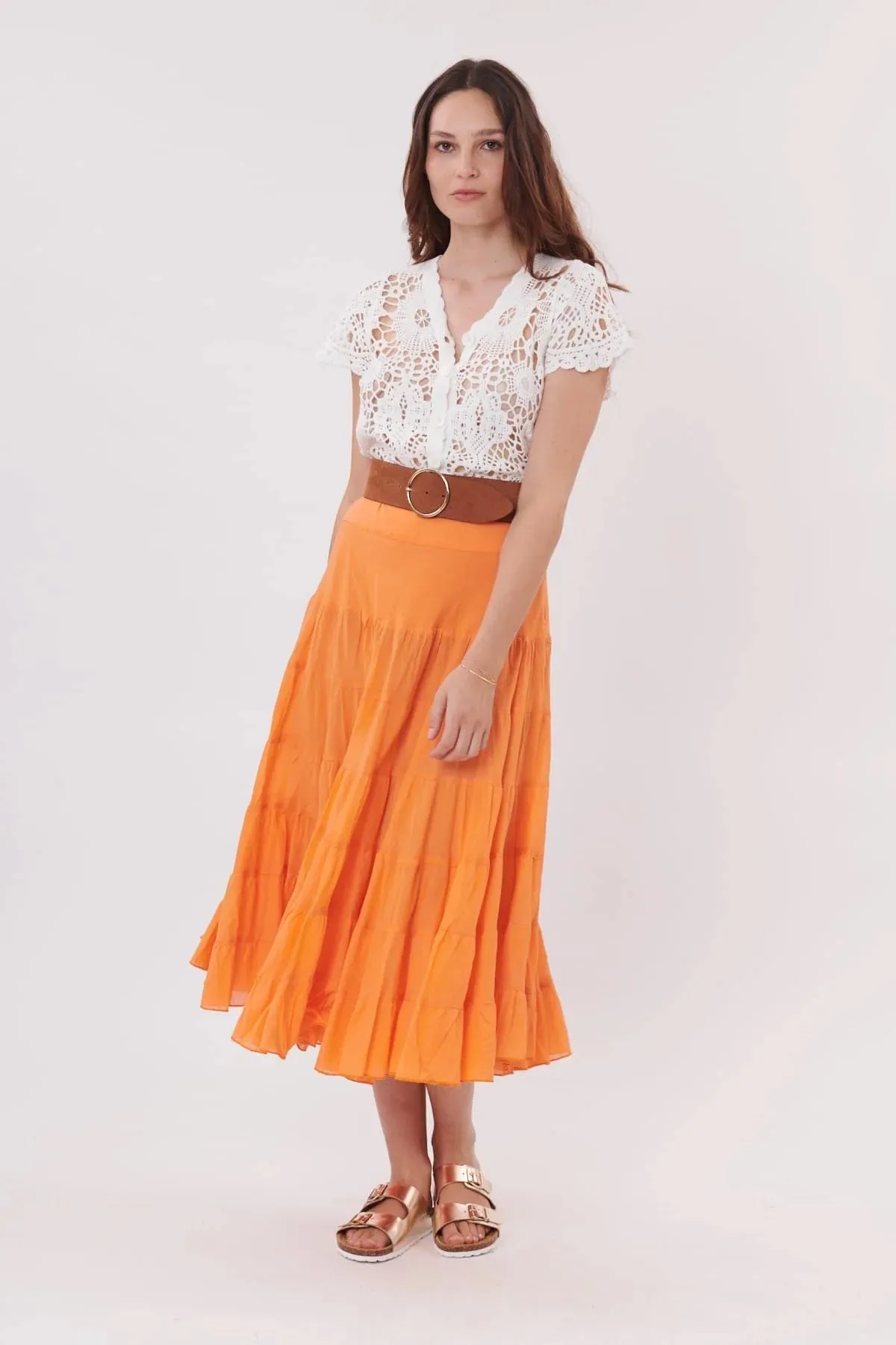 Velma Midi Skirt- orange