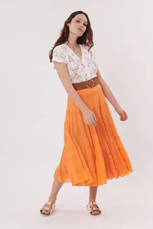 Velma Midi Skirt- orange