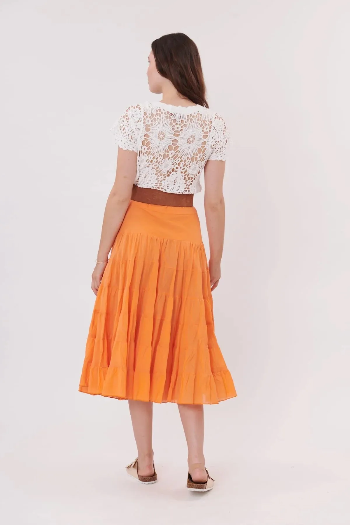 Velma Midi Skirt- orange