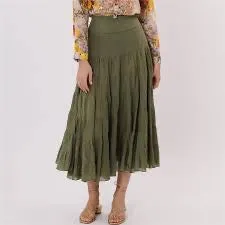 Velma Tiered Midi Skirt- olive