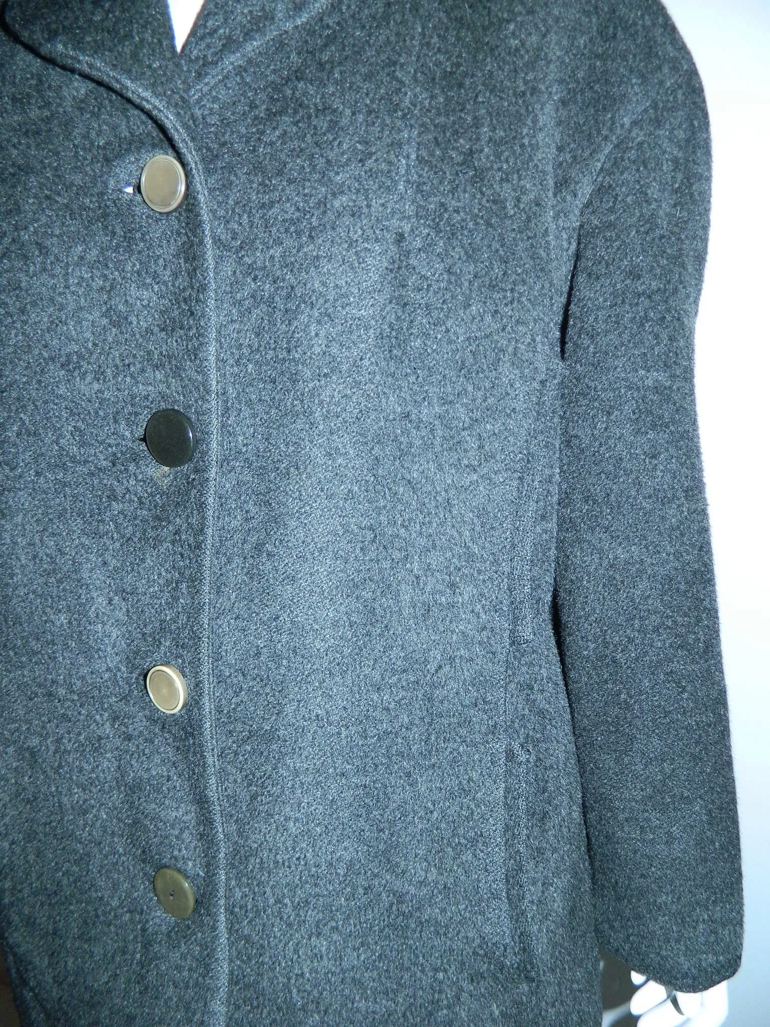 vintage 1950s Hattie Carnegie coat gray wool alpaca / fur lining M - L