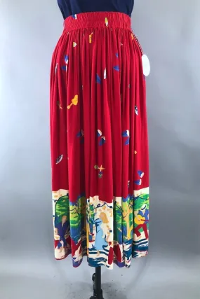 Vintage Novelty Print Dancing Musicians Skirt