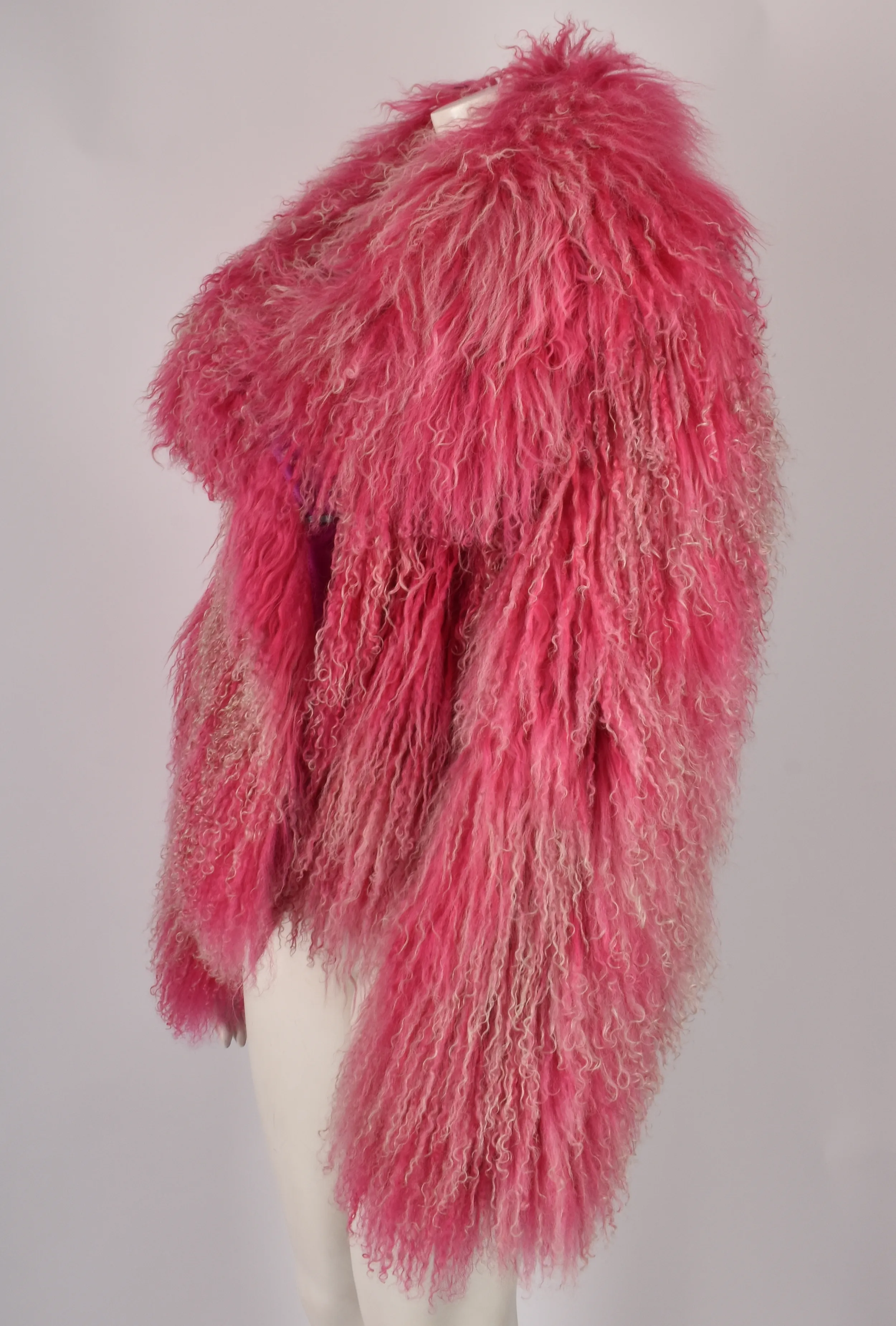 VIVIENNE WESTWOOD HOT PINK CURLY FUR COAT