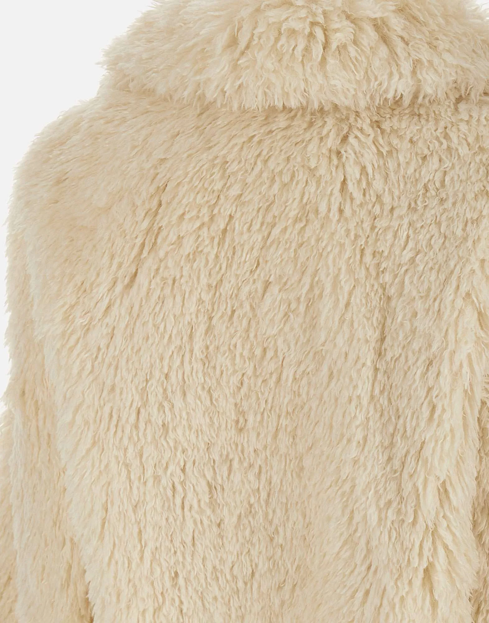 White Cropped Fur Coat with Pockets