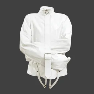 White Leather Straight Jacket for Men