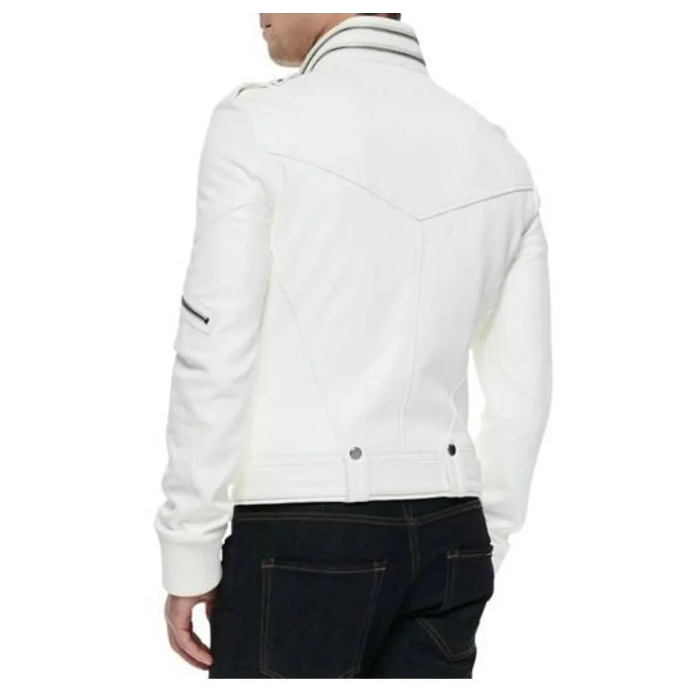 White Moto Biker Leather Jacket