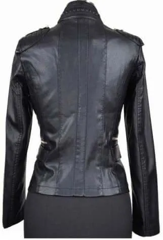 Women black leather Jacket front zipper, women Stylish Black biker Leather Jacket, women Leather Jacket