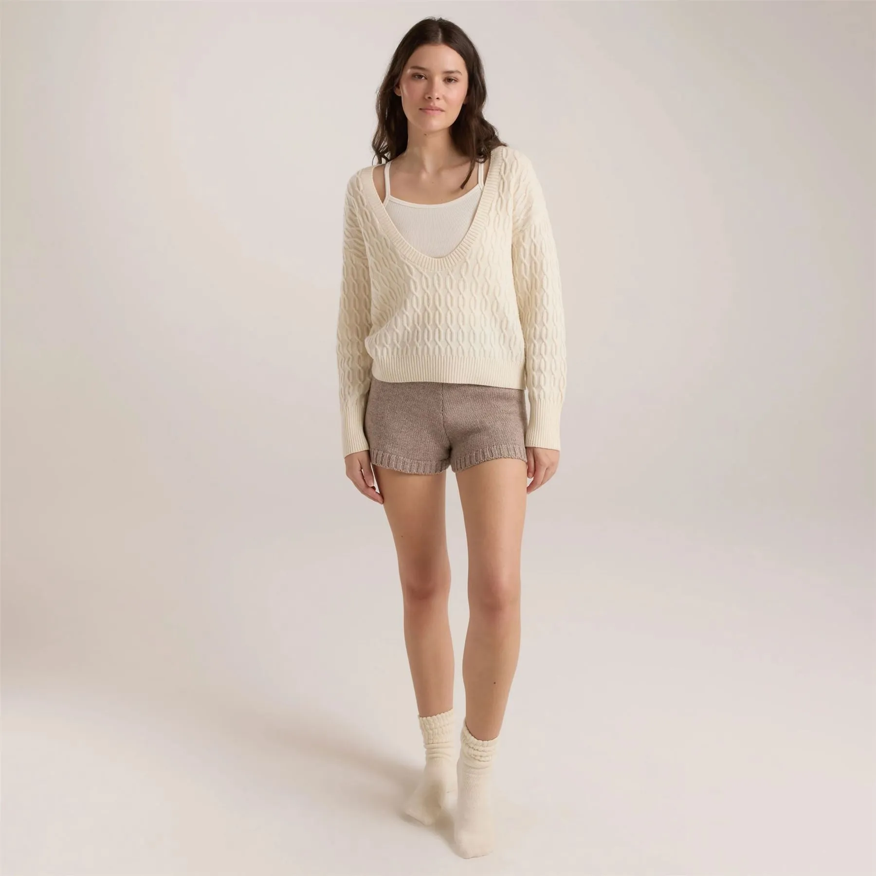 Womens Gabrielle Cableknit Sweater Ivory - AW24