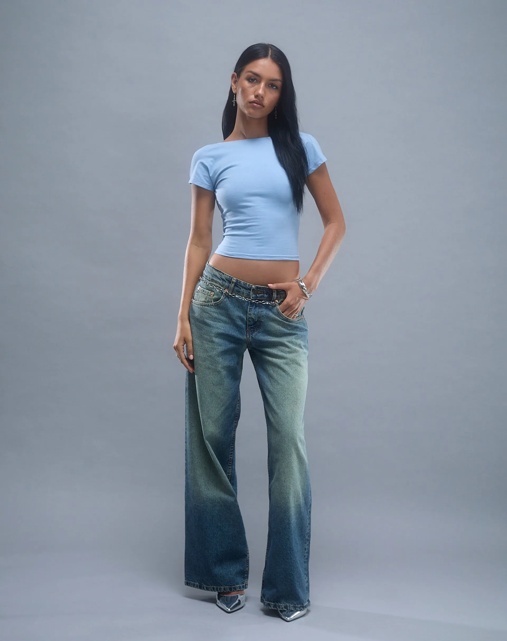 Xiwang Crop Top in Nantucket Blue