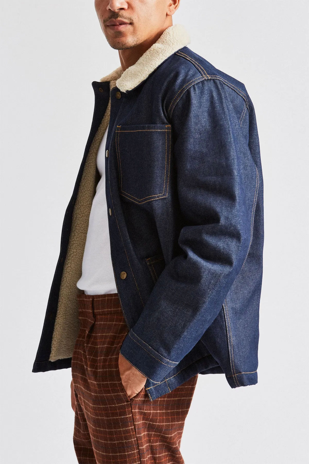 Yard Sherpa Denim Jacket - Raw Indigo