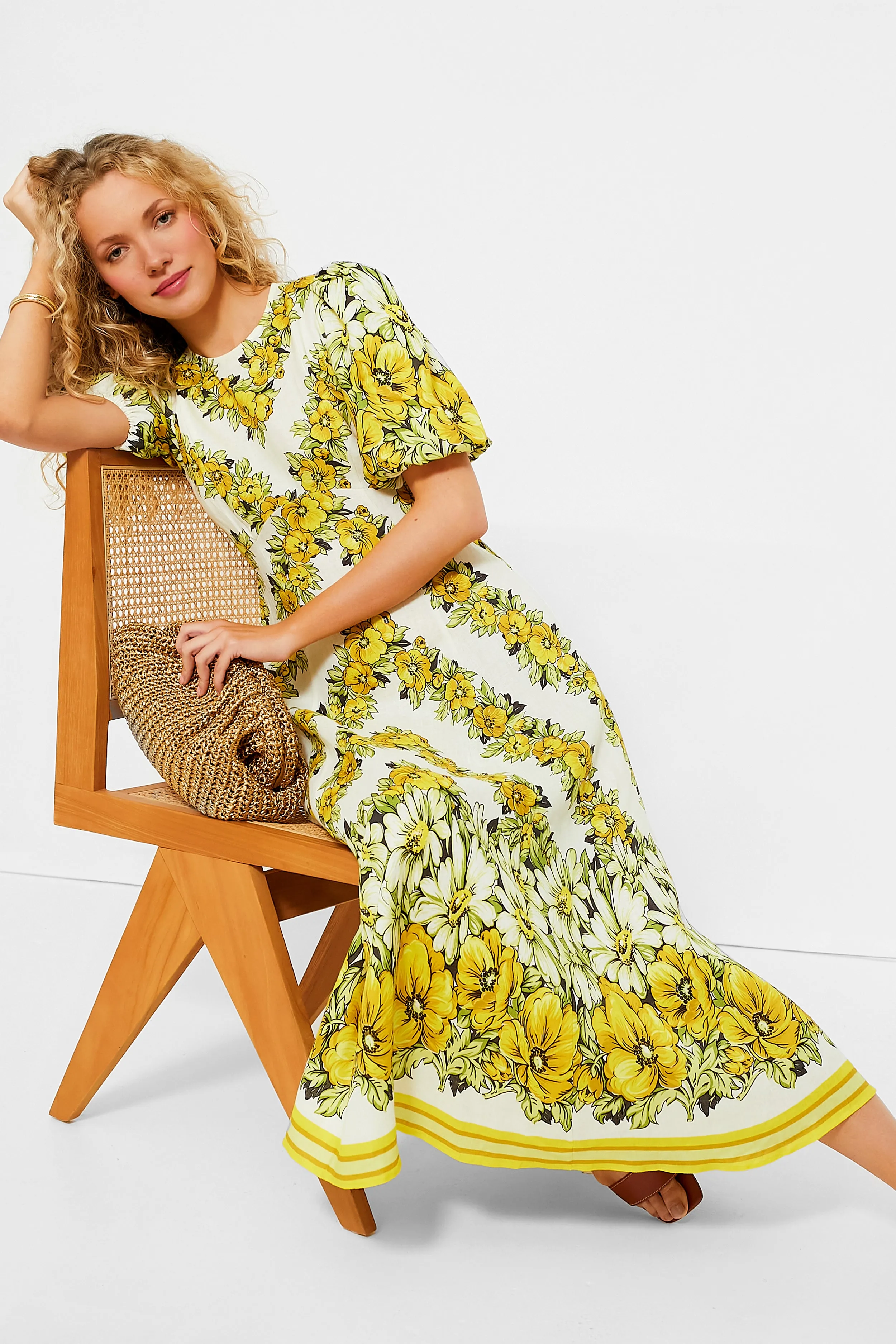 Yellow Gisela Midi Dress