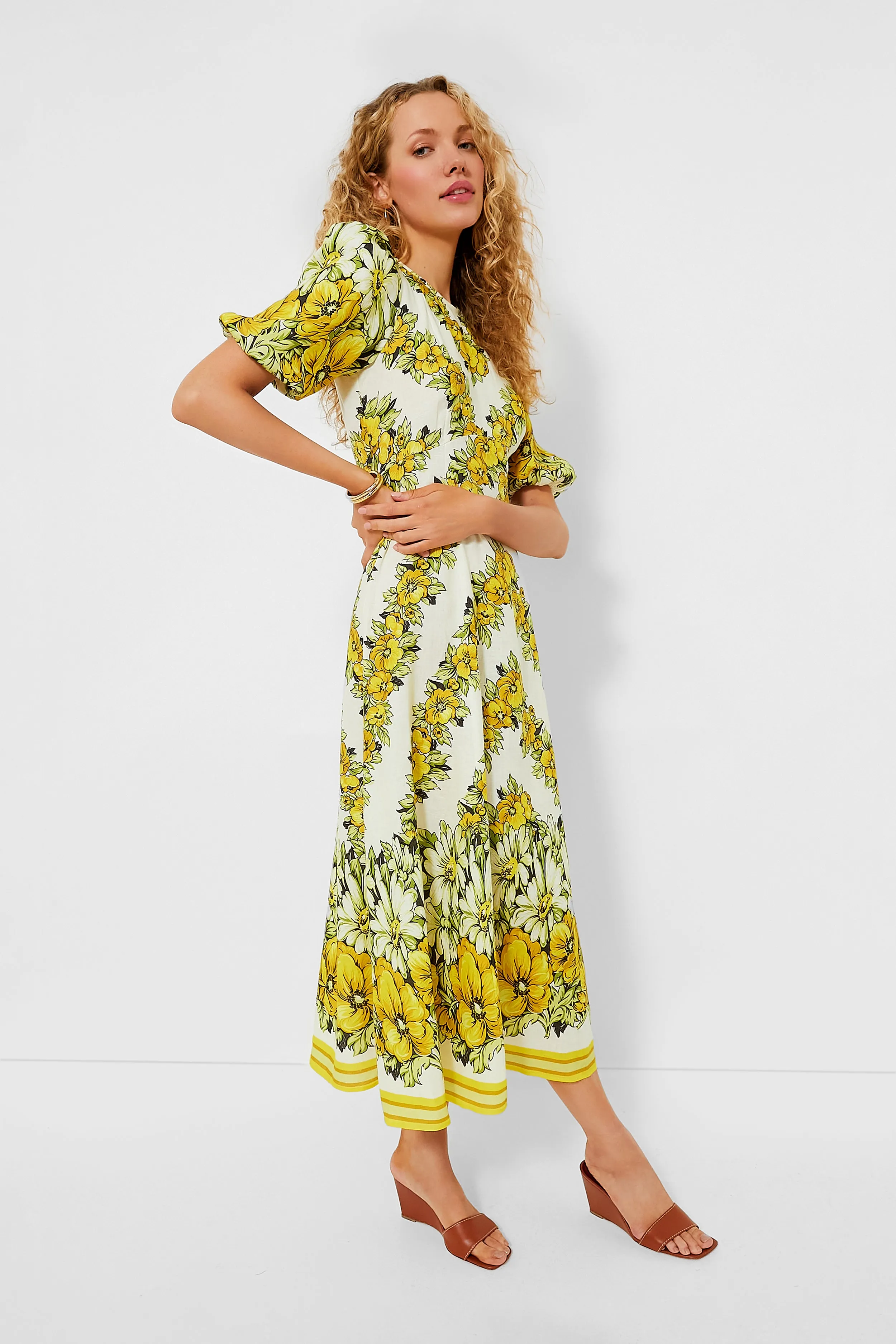 Yellow Gisela Midi Dress