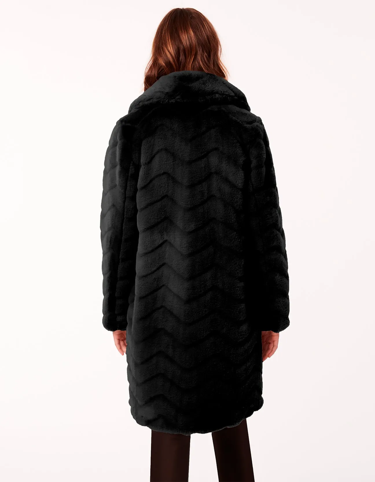 Zigzag Vegan Fur Coat